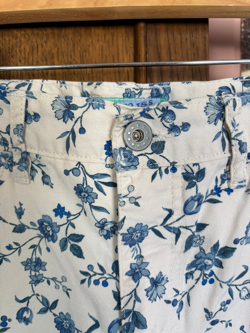 Jean fleuri bleu et crème – T. 34 – Vintage années 90/2000