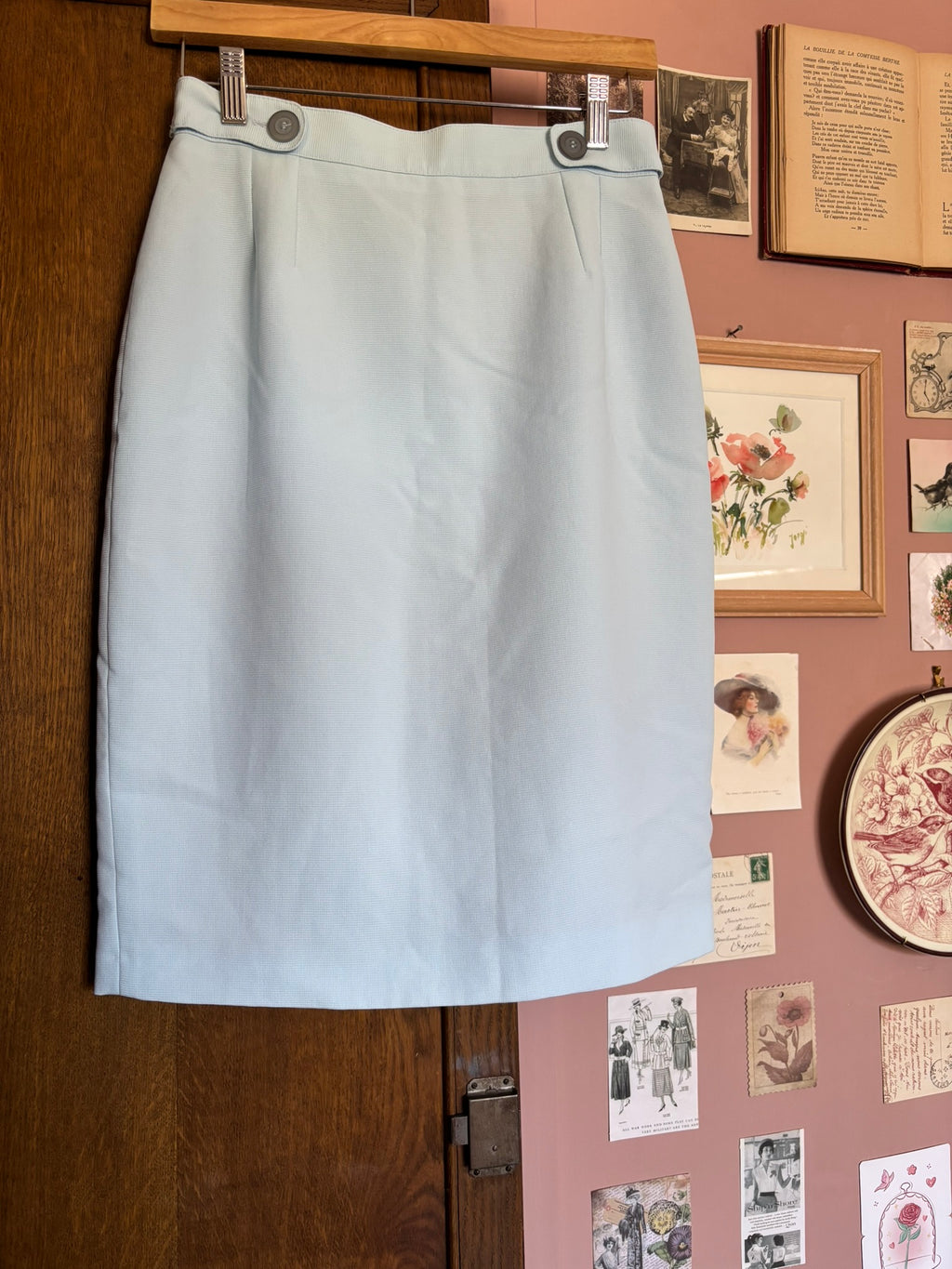 Jupe droite tailleur bleu ciel 1.2.3 Paris – T.36 – Vintage années 90/2000