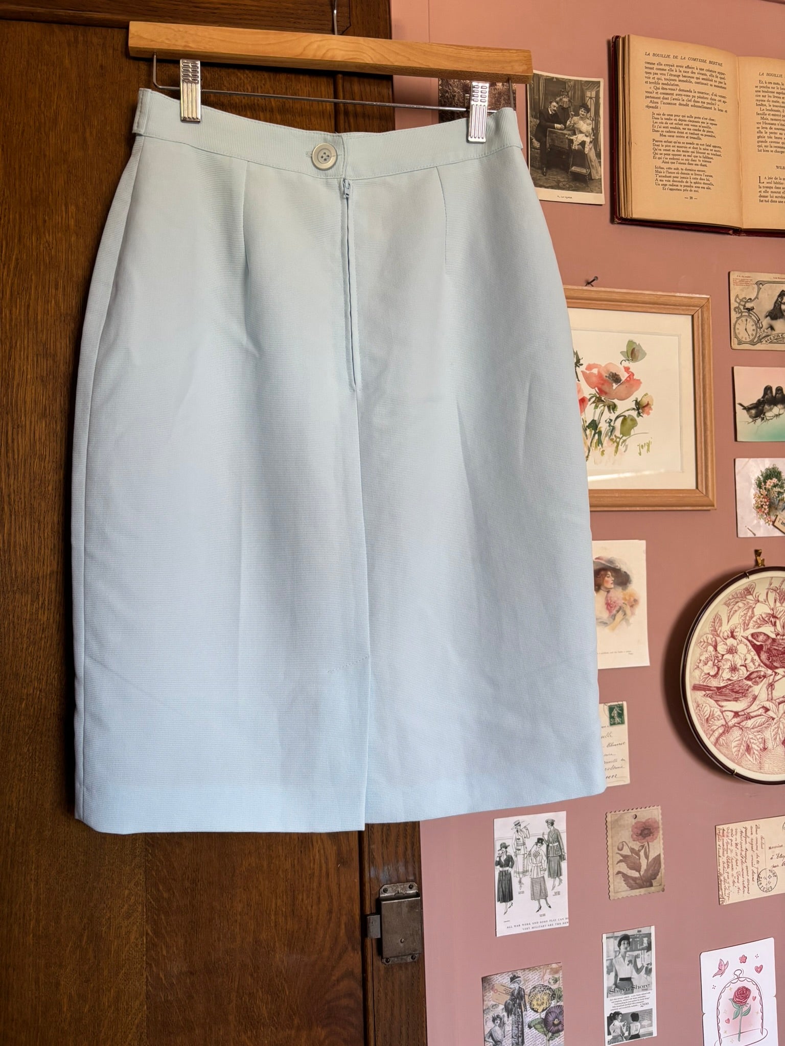Jupe droite tailleur bleu ciel 1.2.3 Paris – T.36 – Vintage années 90/2000