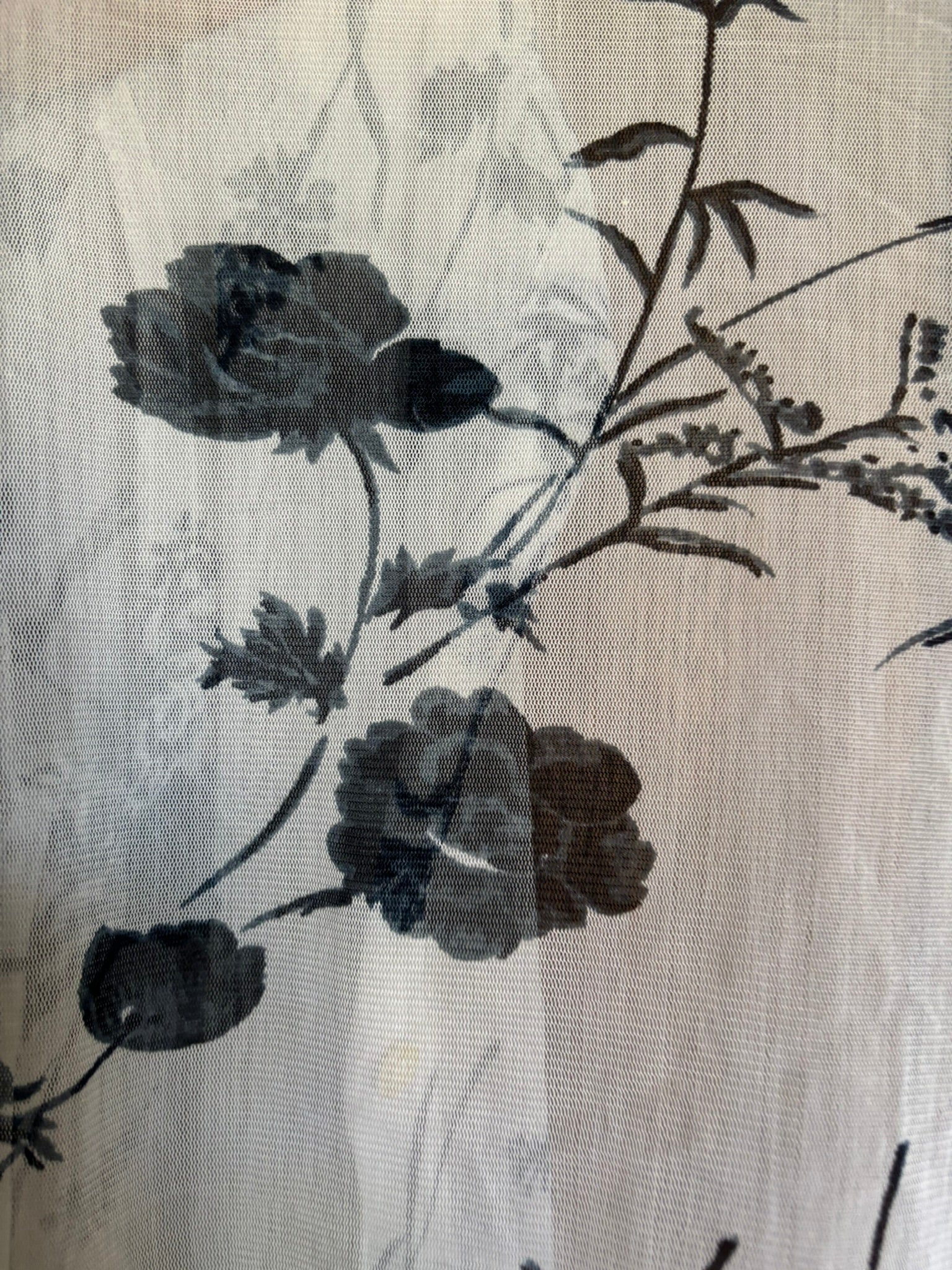 Chemisier transparent fleuri bleu – T.34/36 – Vintage années 90/2000
