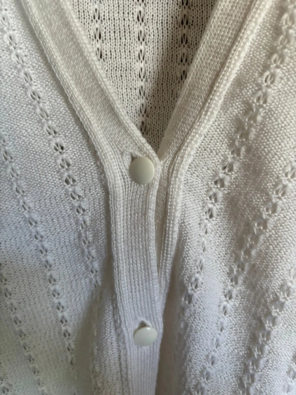 Cardigan blanc en maille ajourée – T. 40/42 – Vintage années 80/90