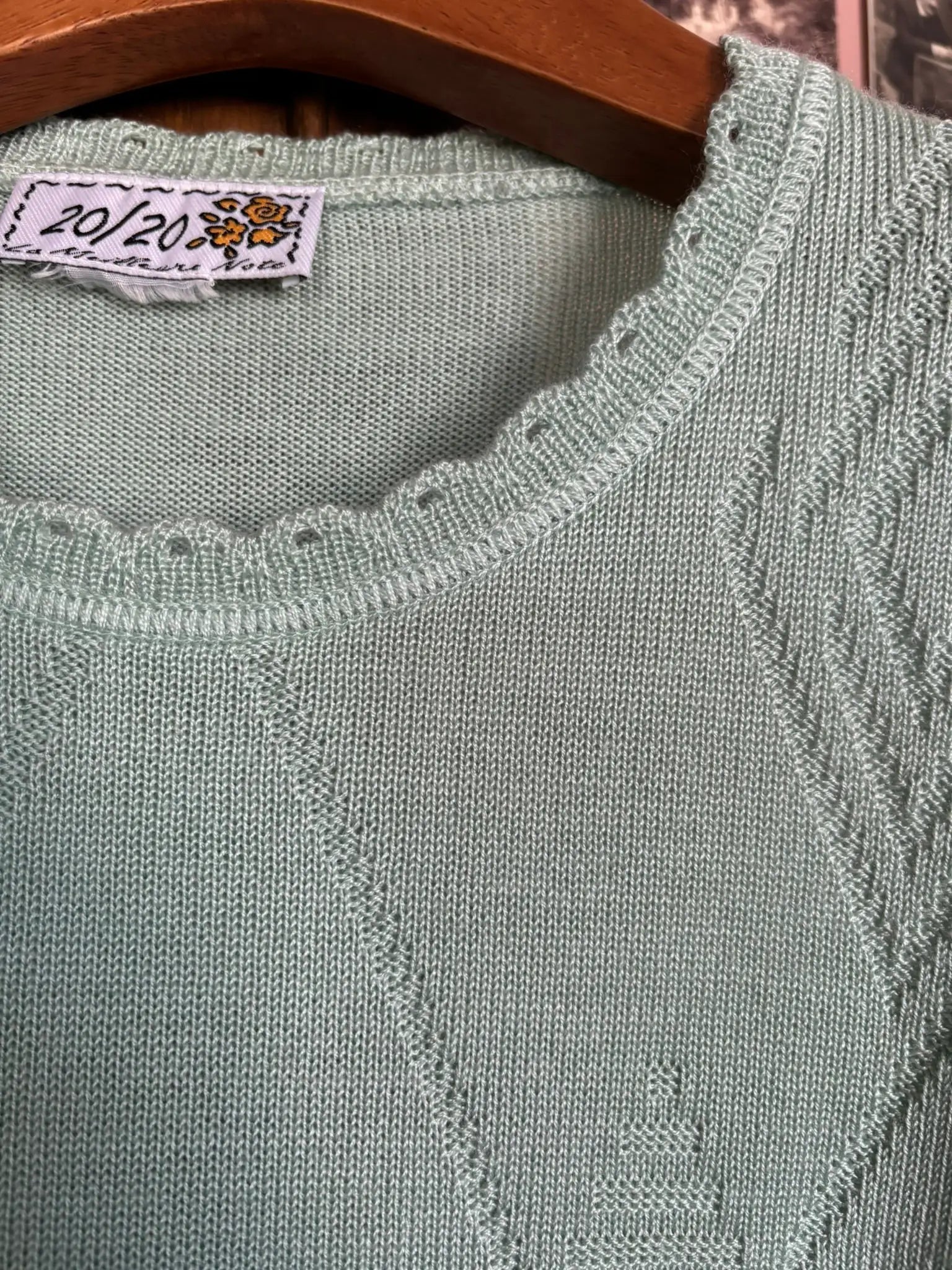 T-shirt en maille vert pastel – T.38 – Vintage années 90
