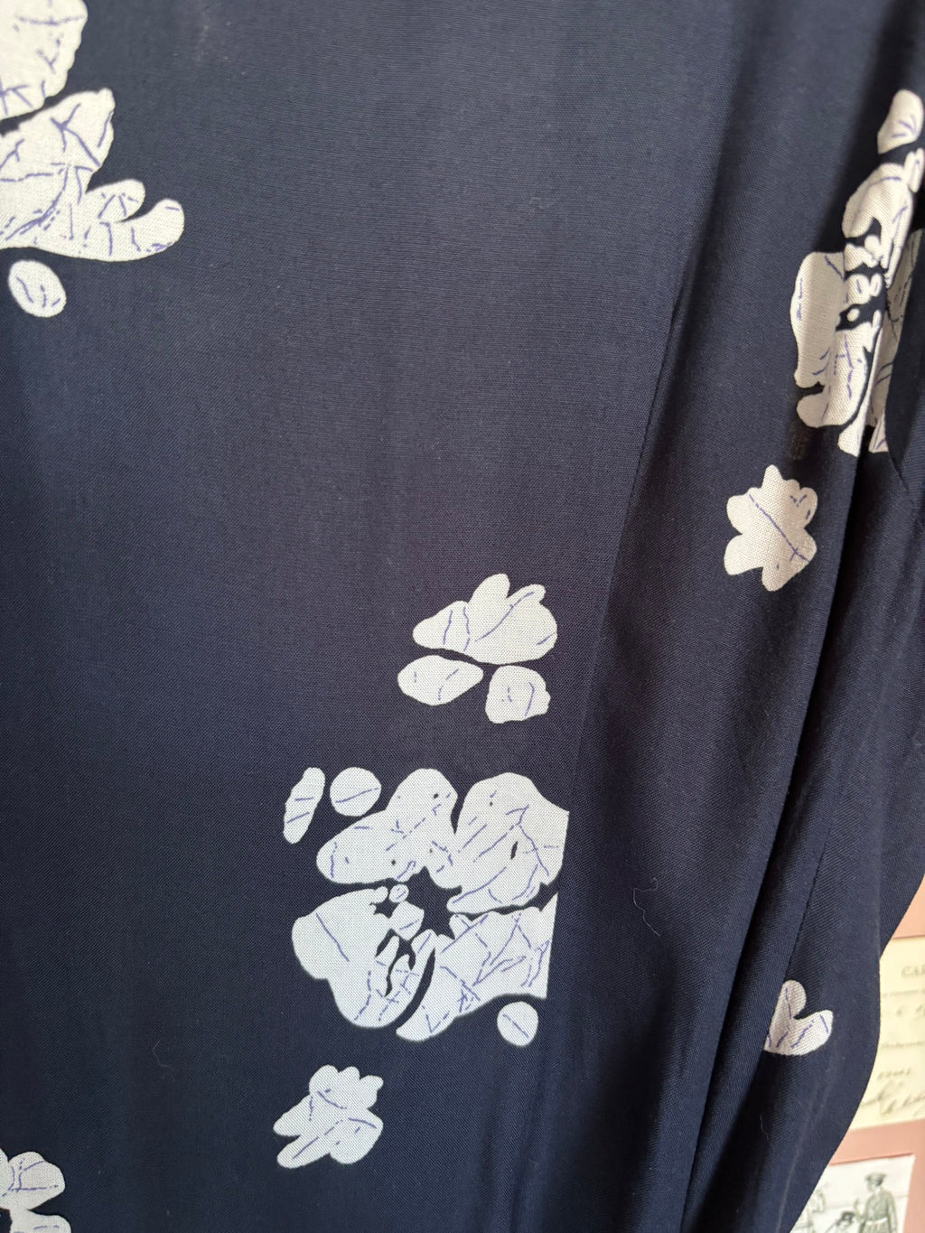 Robe longue fleurie bleu marine – T.38 – Vintage années 90/2000