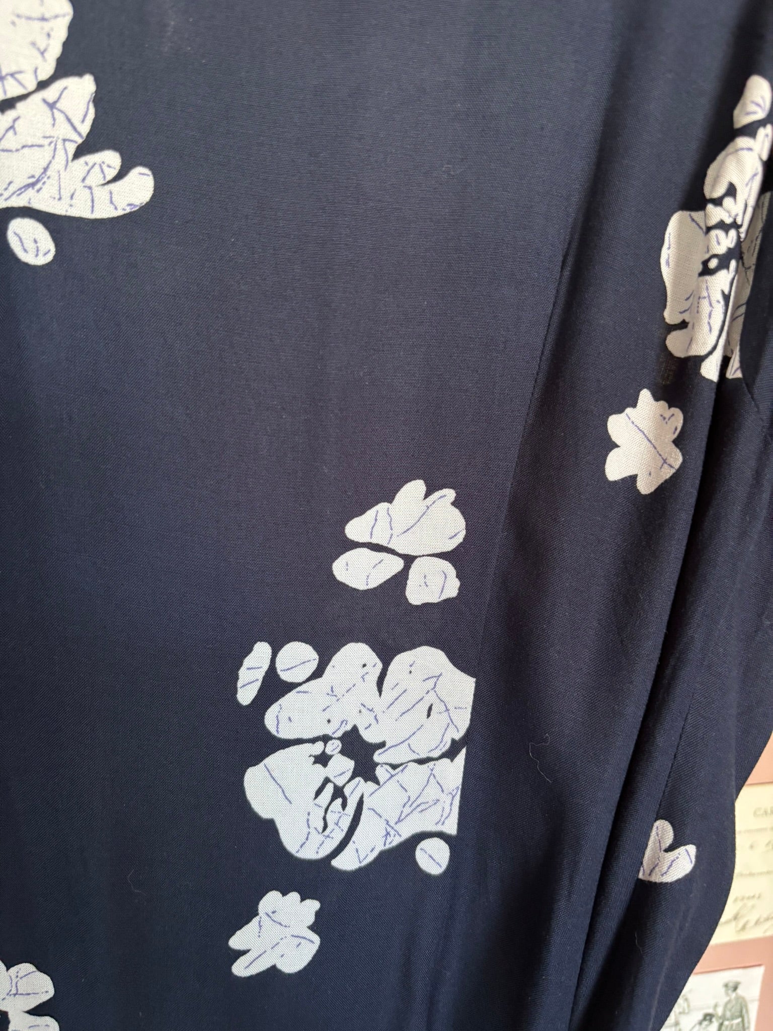 Robe longue fleurie bleu marine – T.38 – Vintage années 90/2000