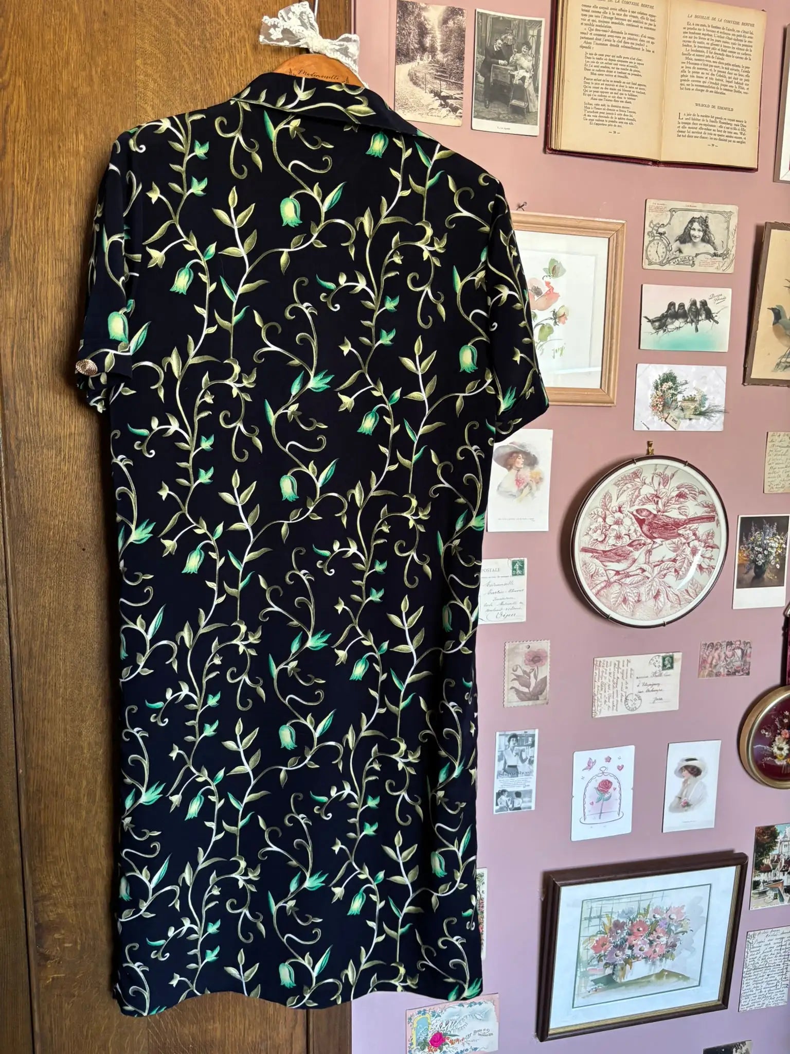 Robe fleurie bleu marine – T.38/40 – Vintage années 90