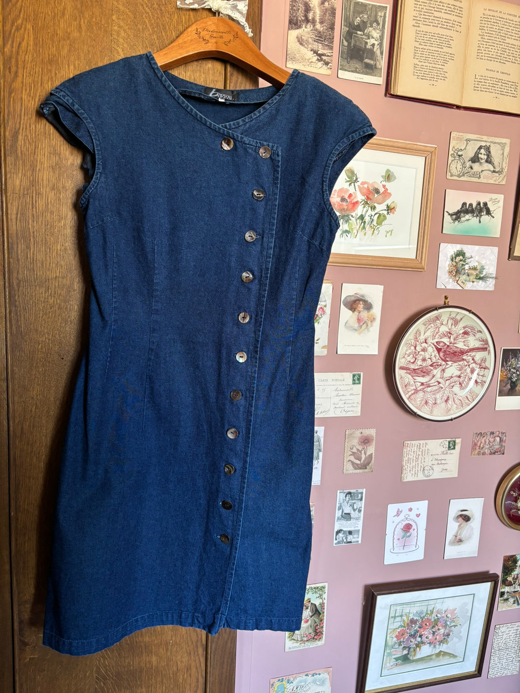 Robe denim boutonnée asymétrique – T.36 – Vintage années 2000