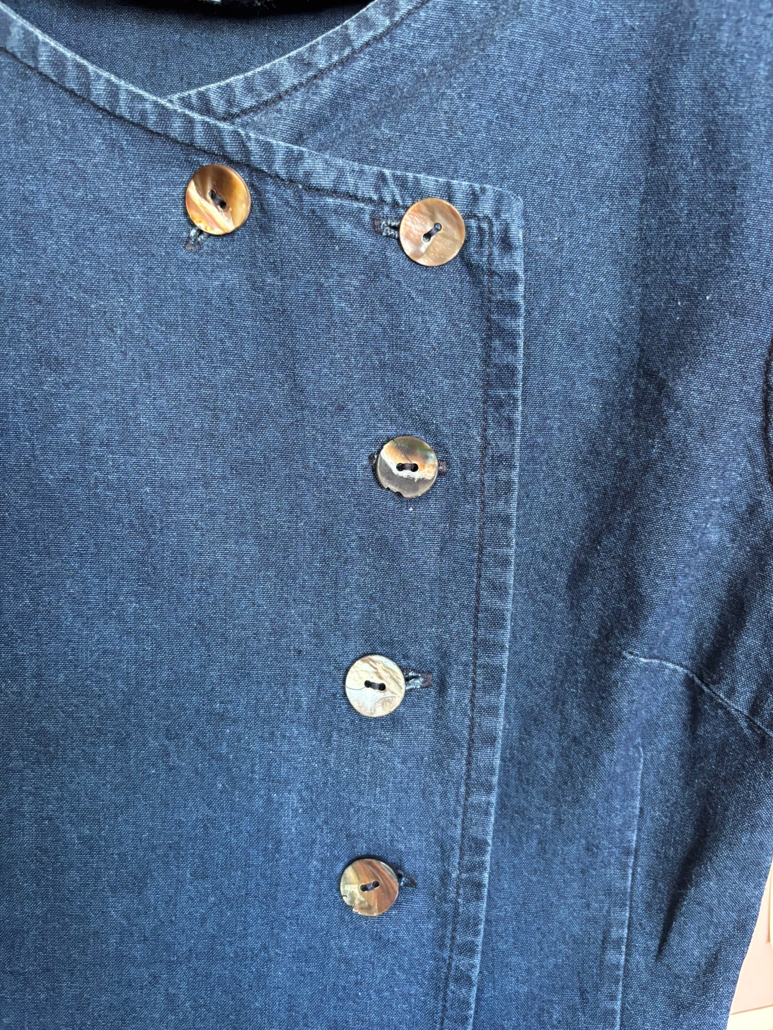 Robe denim boutonnée asymétrique – T.36 – Vintage années 2000