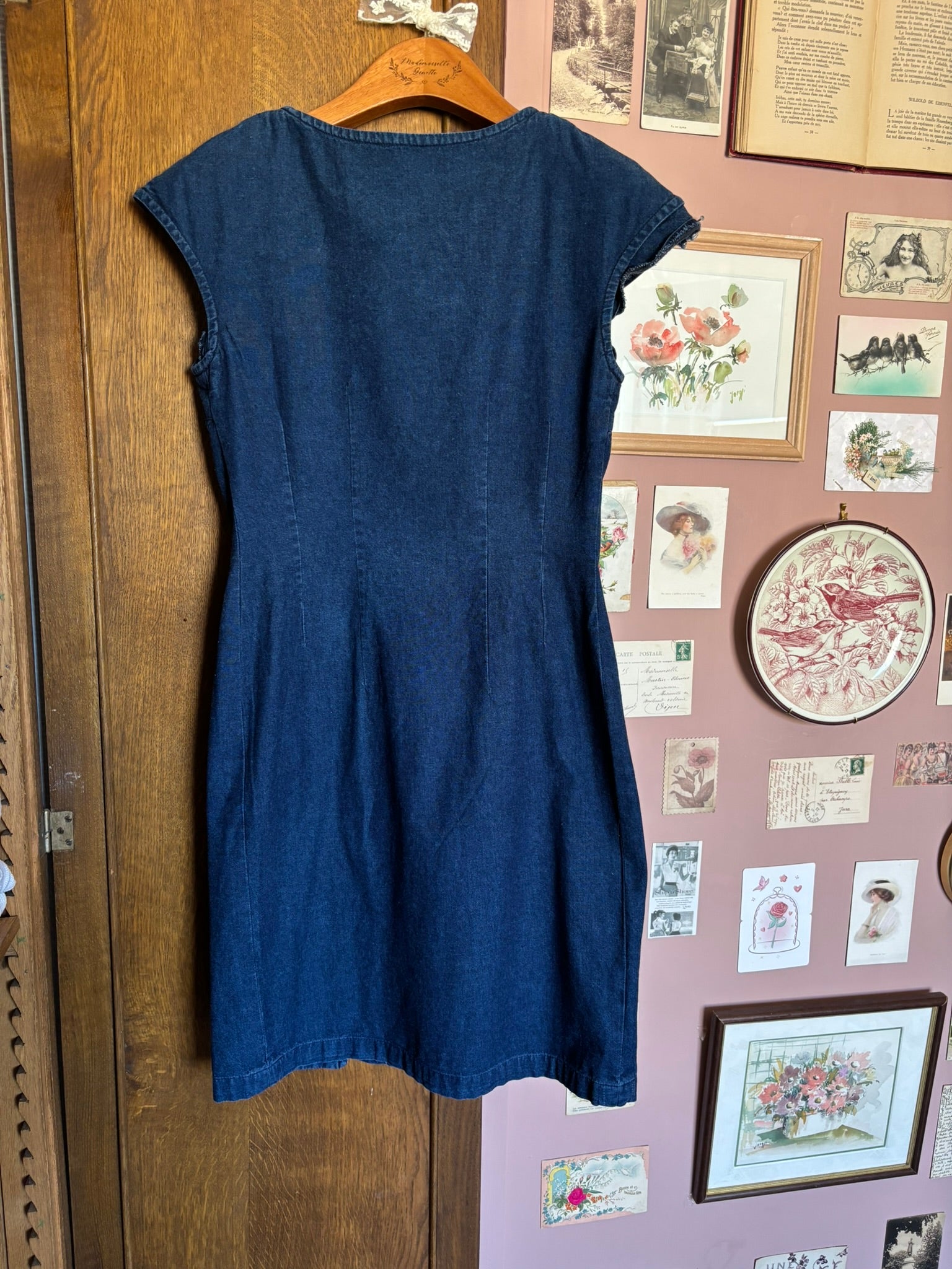 Robe denim boutonnée asymétrique – T.36 – Vintage années 2000