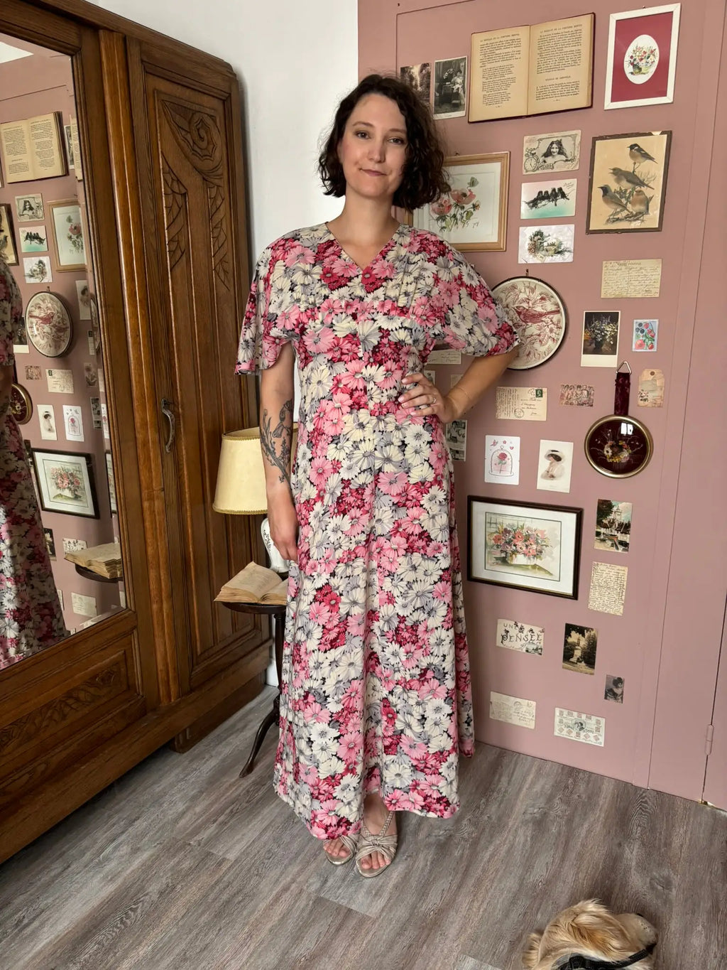 Robe longue fleurie cousue main - T.36 - Vintage - Années 70/80