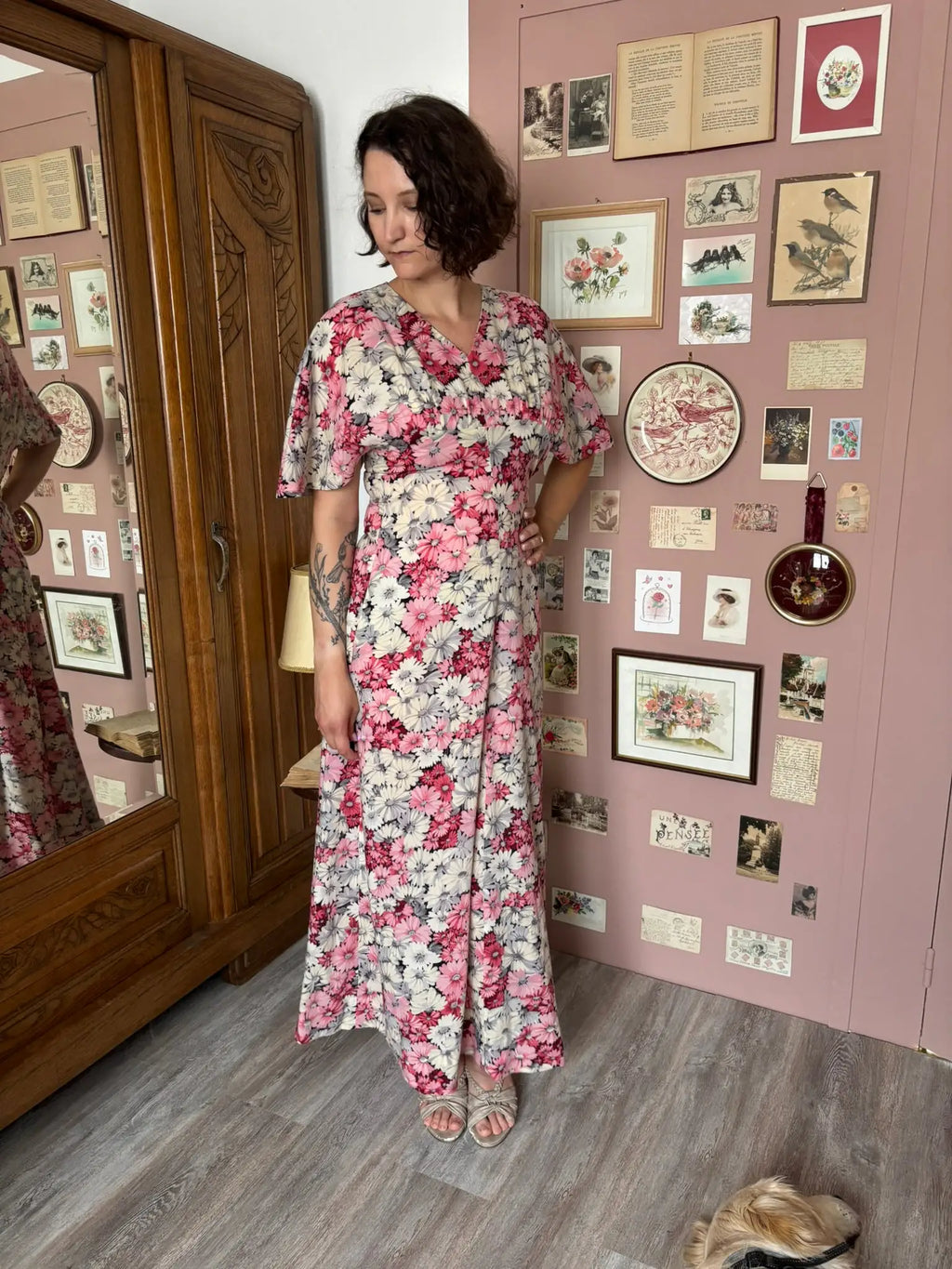 Robe longue fleurie cousue main - T.36 - Vintage - Années 70/80