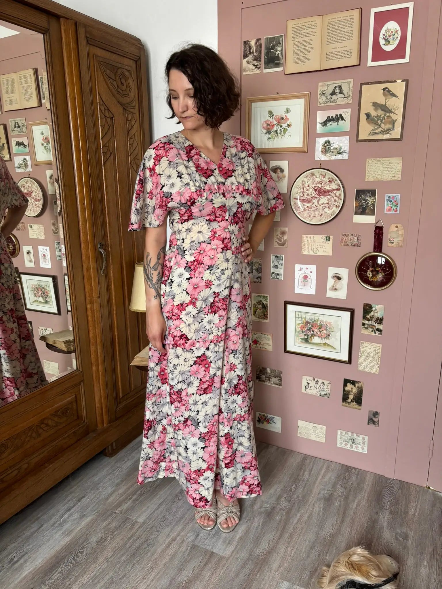 Robe longue fleurie cousue main - T.36 - Vintage - Années 70/80