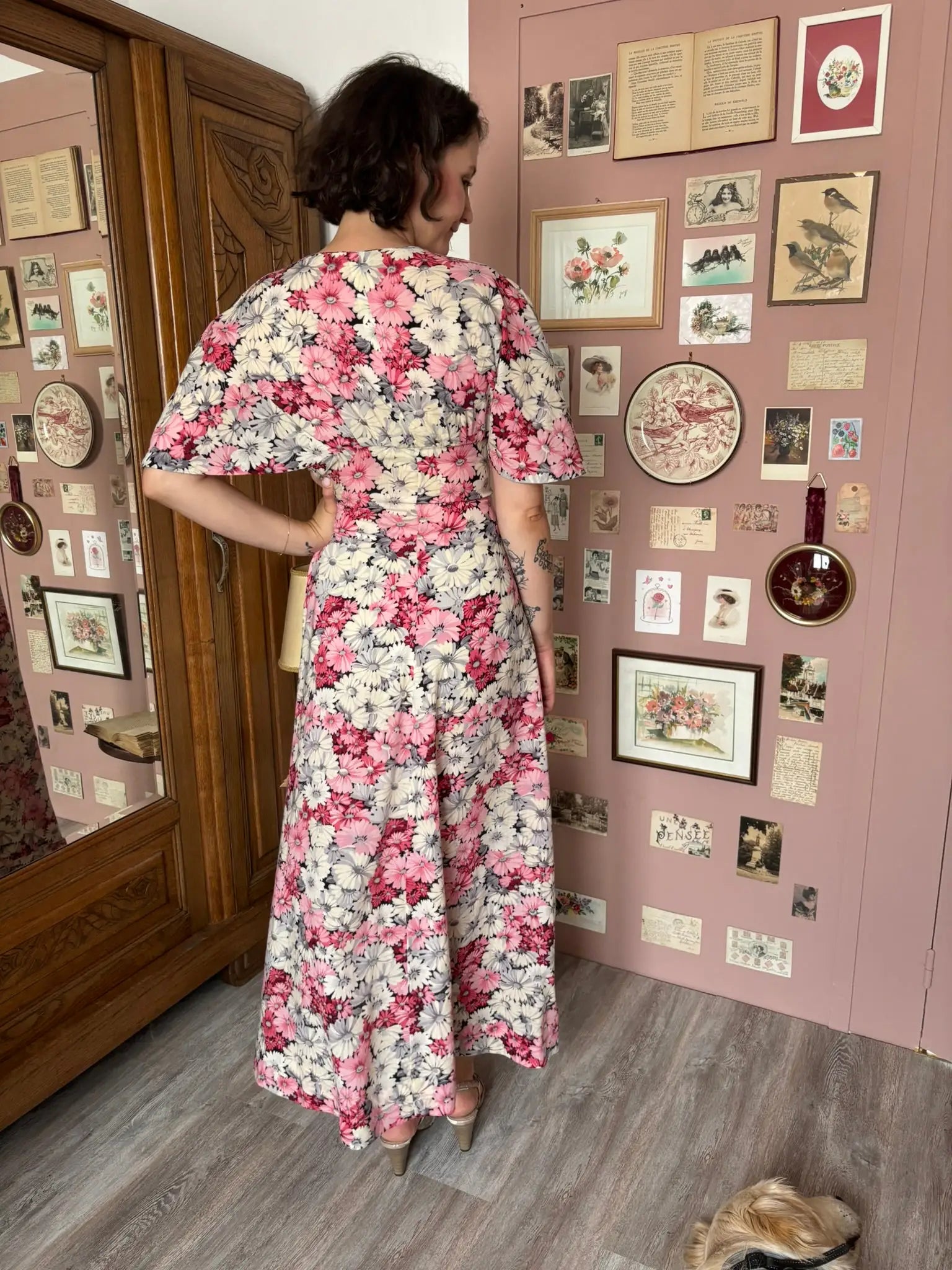 Robe longue fleurie cousue main - T.36 - Vintage - Années 70/80
