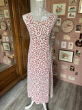 Vintage long wrap dress with small roses – Size 34/36 – 90s