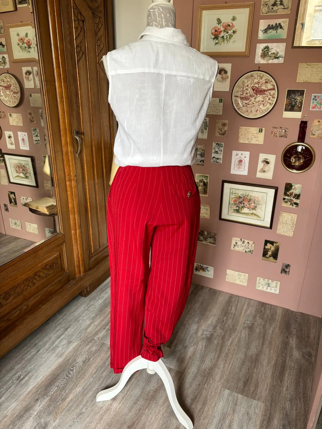 Pantalon taille haute rayé Rakel – T. 34 – Vintage années 80