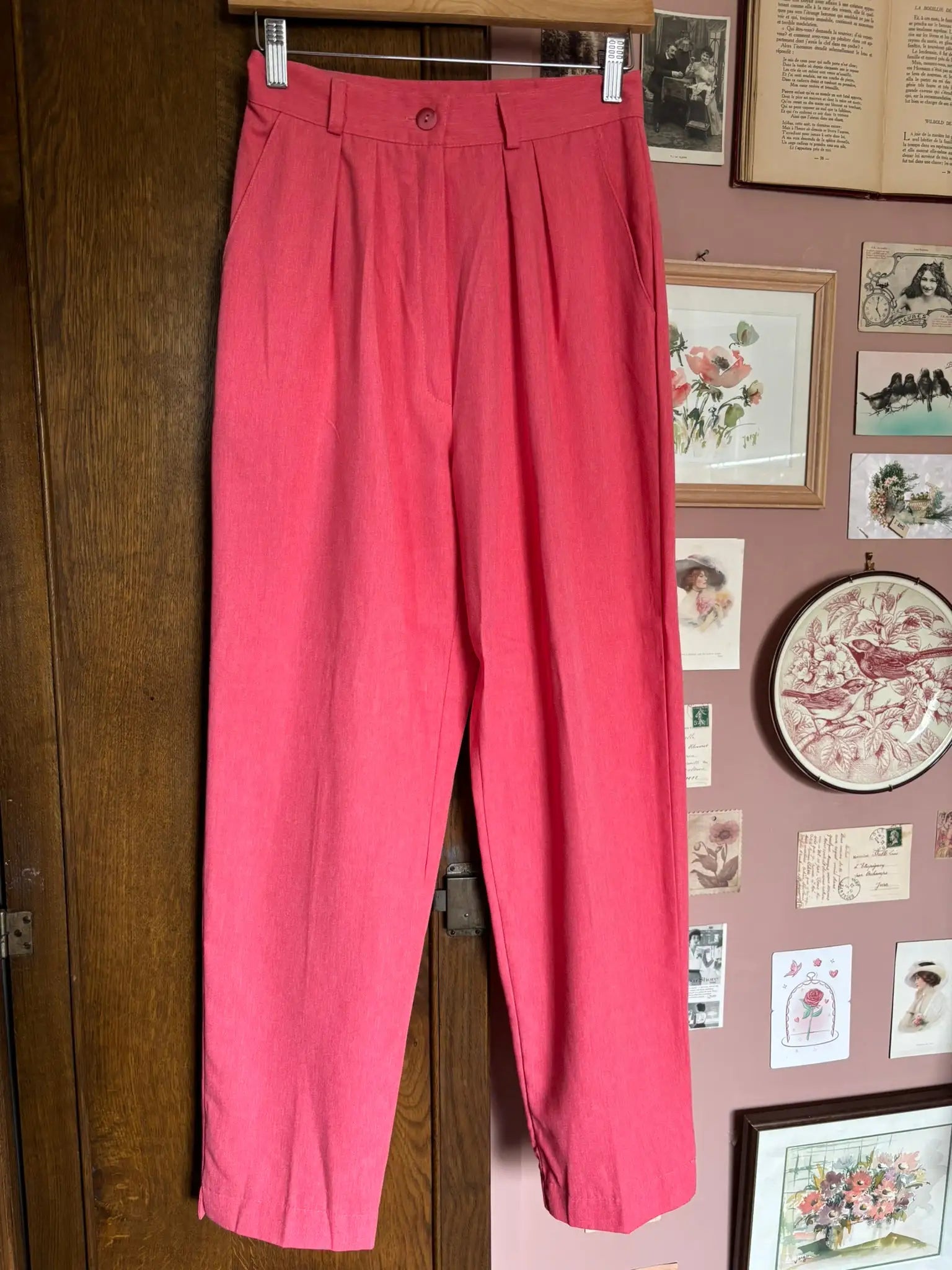 Pantalon taille haute corail – T. 34 – Vintage fin années 80