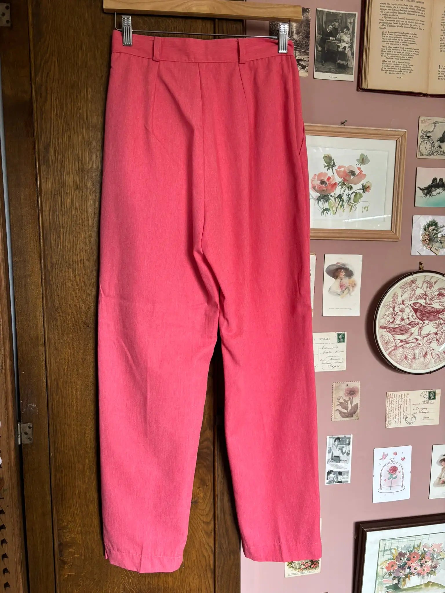 Pantalon taille haute corail – T. 34 – Vintage fin années 80