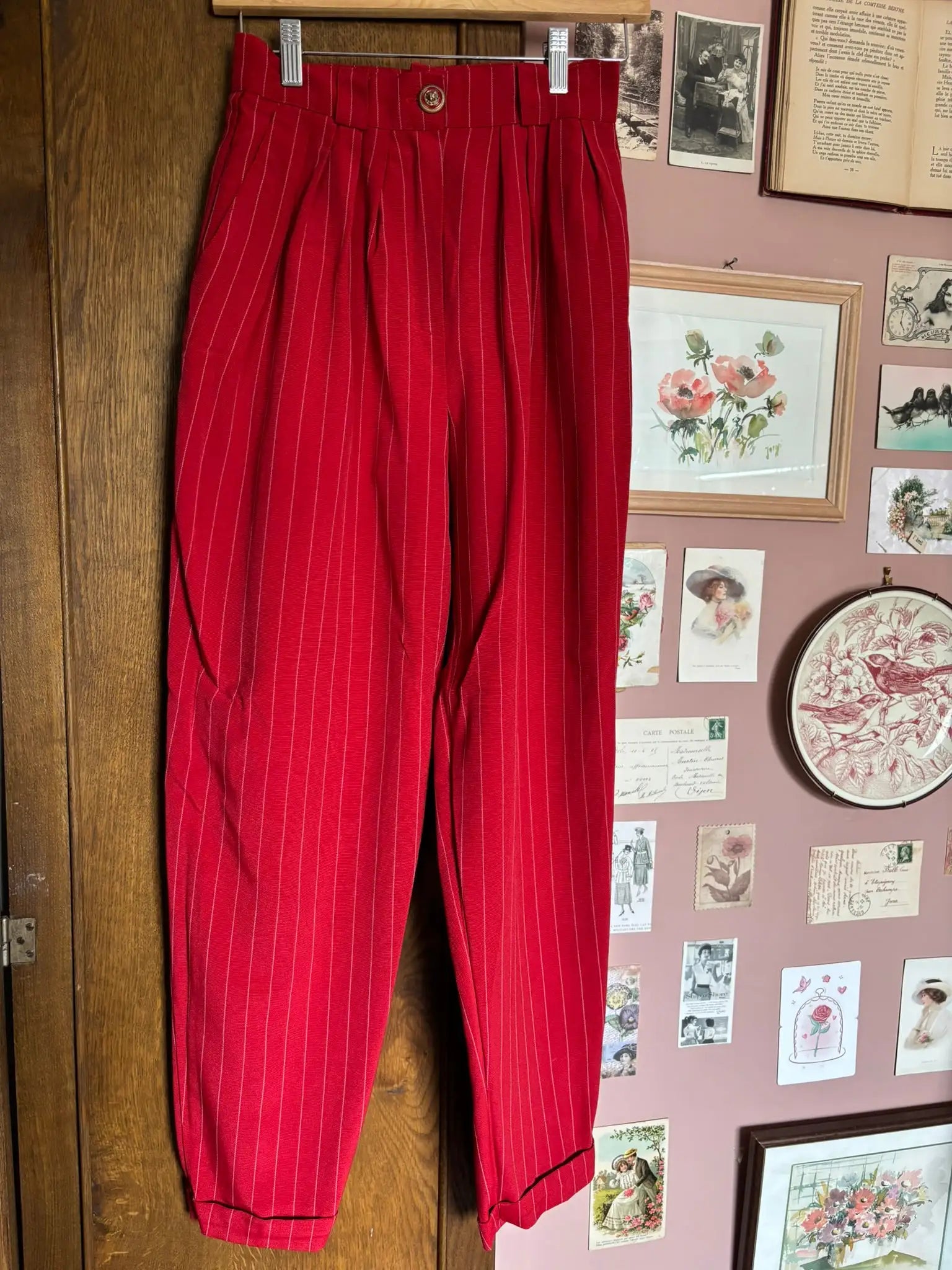 Pantalon taille haute rayé Rakel – T. 34 – Vintage années 80