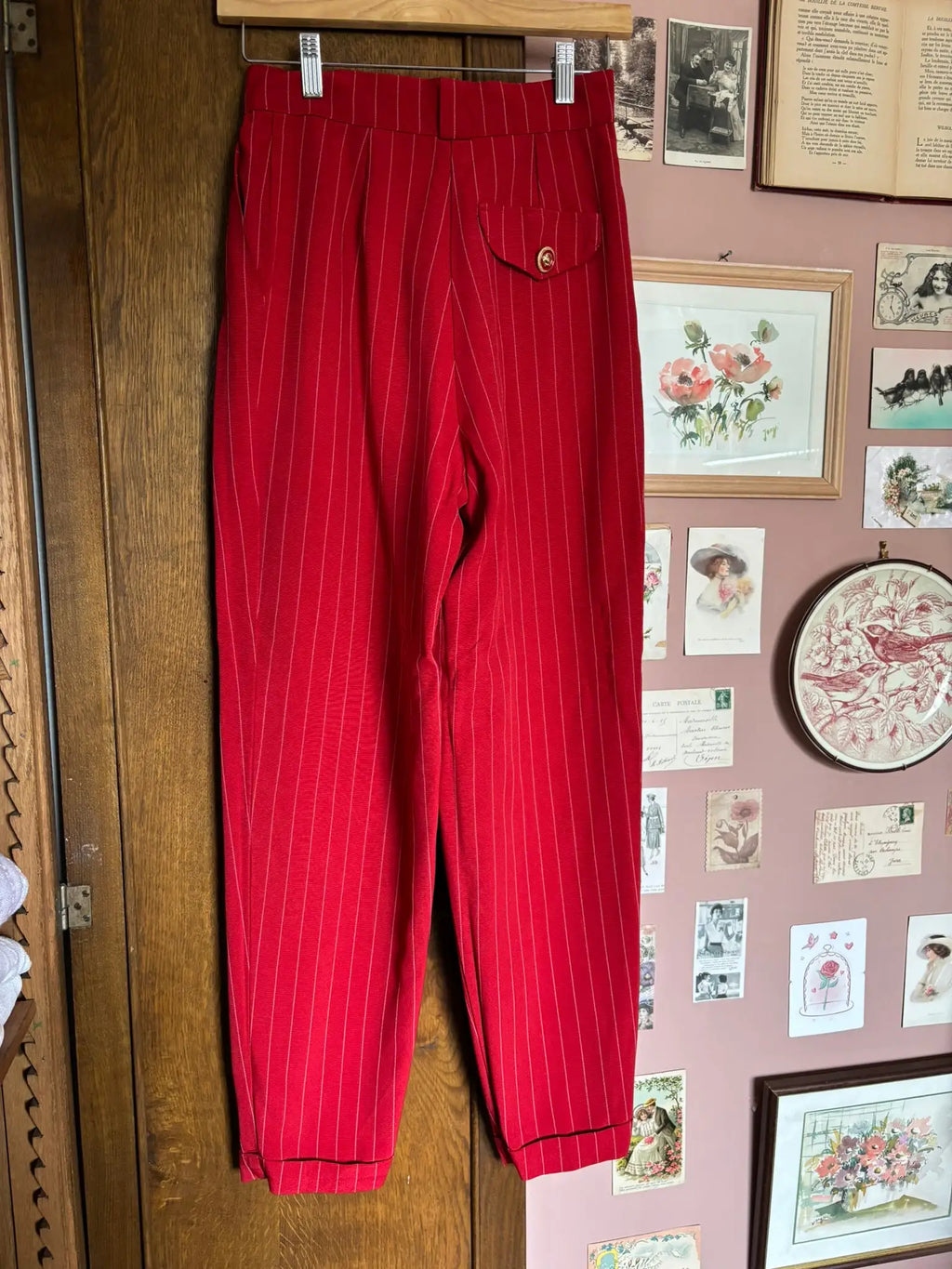 Pantalon taille haute rayé Rakel – T. 34 – Vintage années 80