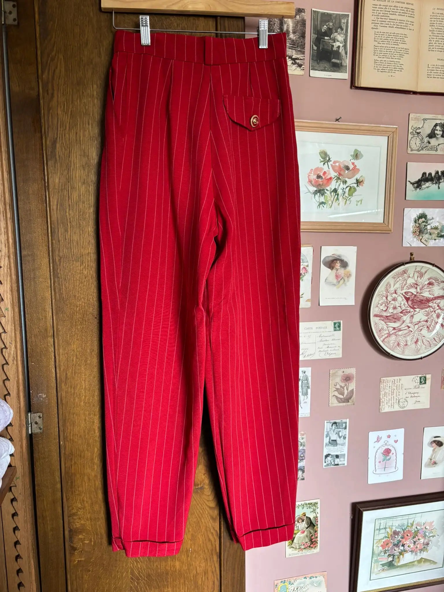 Pantalon taille haute rayé Rakel – T. 34 – Vintage années 80