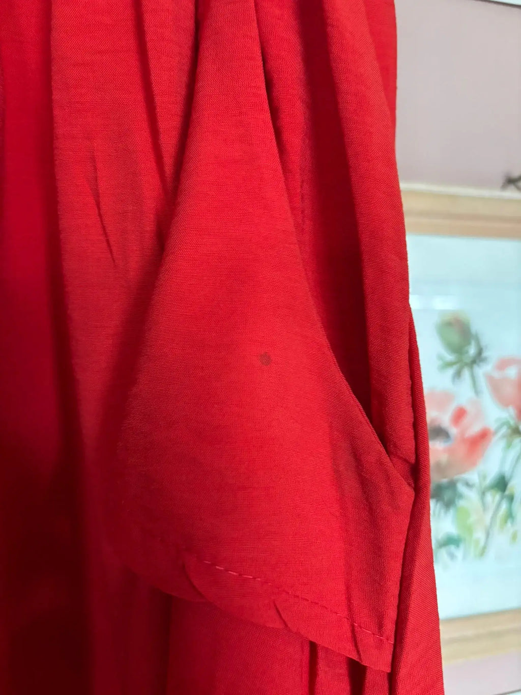 Jupe midi rouge boutonnée – Fabriquée en France – T.40/42 – Vintage années 80/90