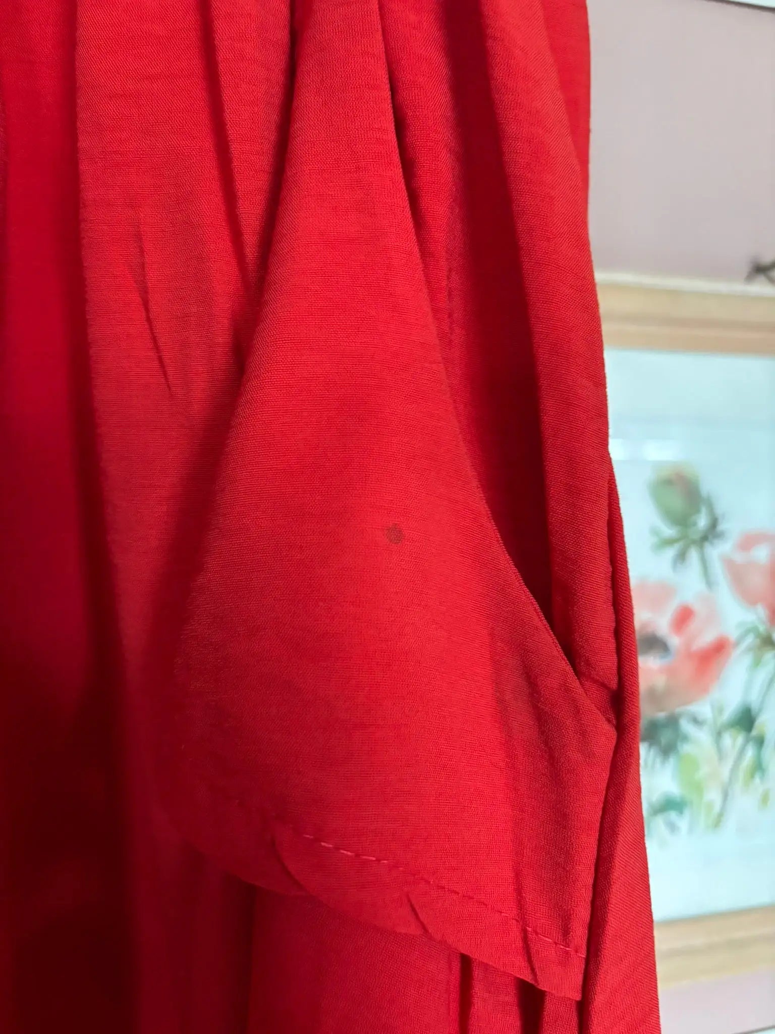 Jupe midi rouge boutonnée – Fabriquée en France – T.40/42 – Vintage années 80/90
