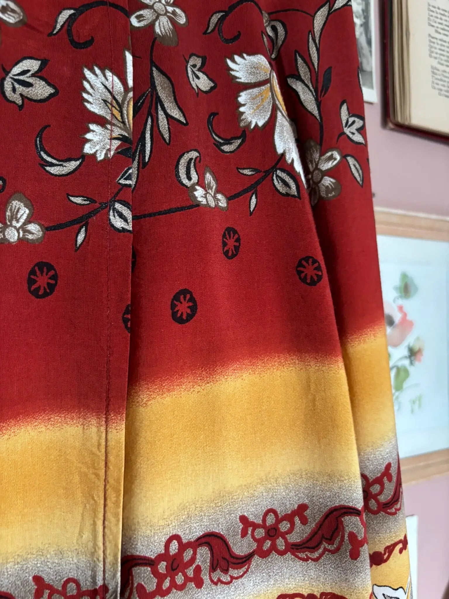 Jupe longue portefeuille bohème vintage – Image d'un jour – T.38 – Années 90