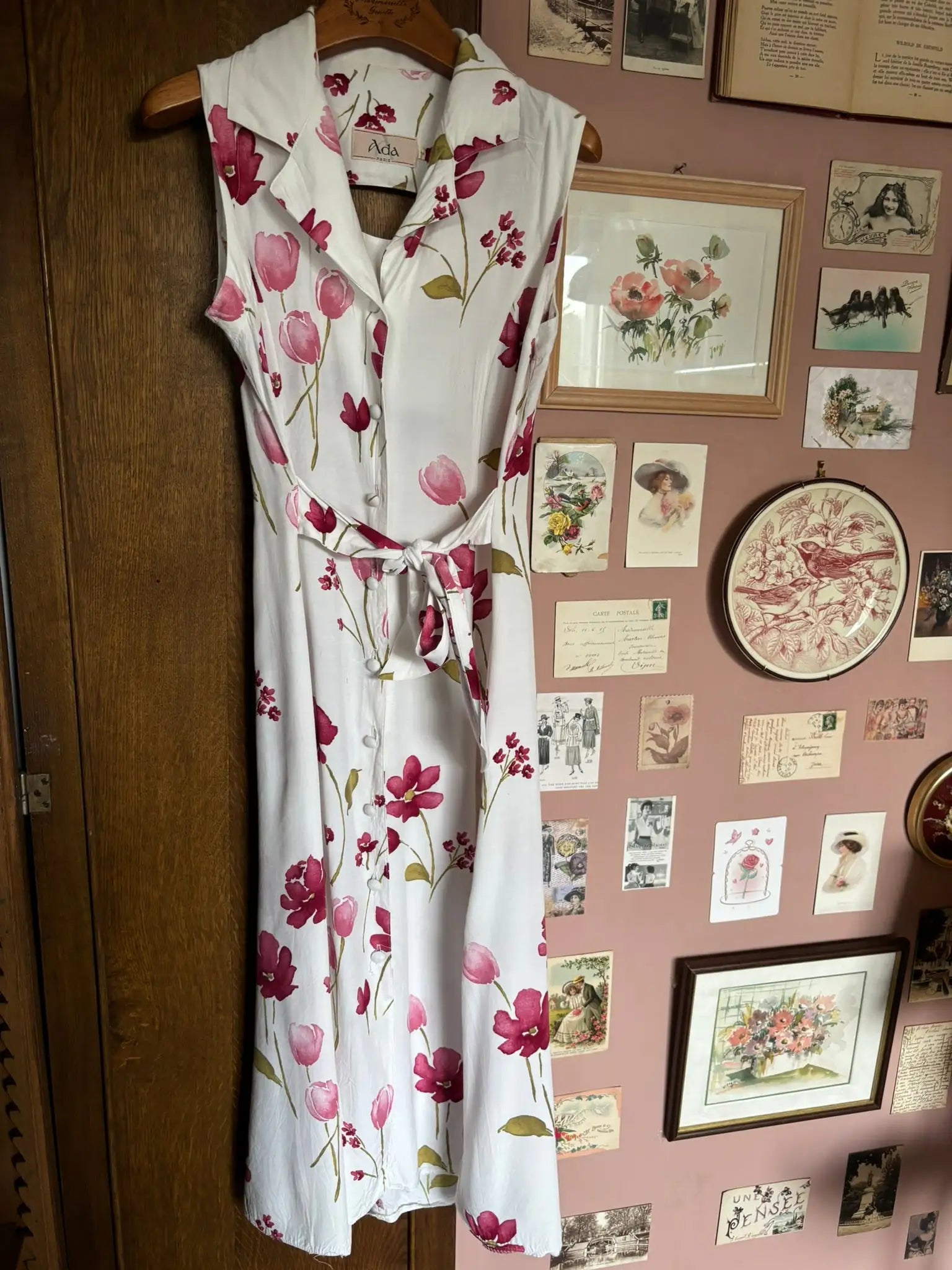 Robe vintage fleurie Ada à ceinture – T.36 – Années 90/2000