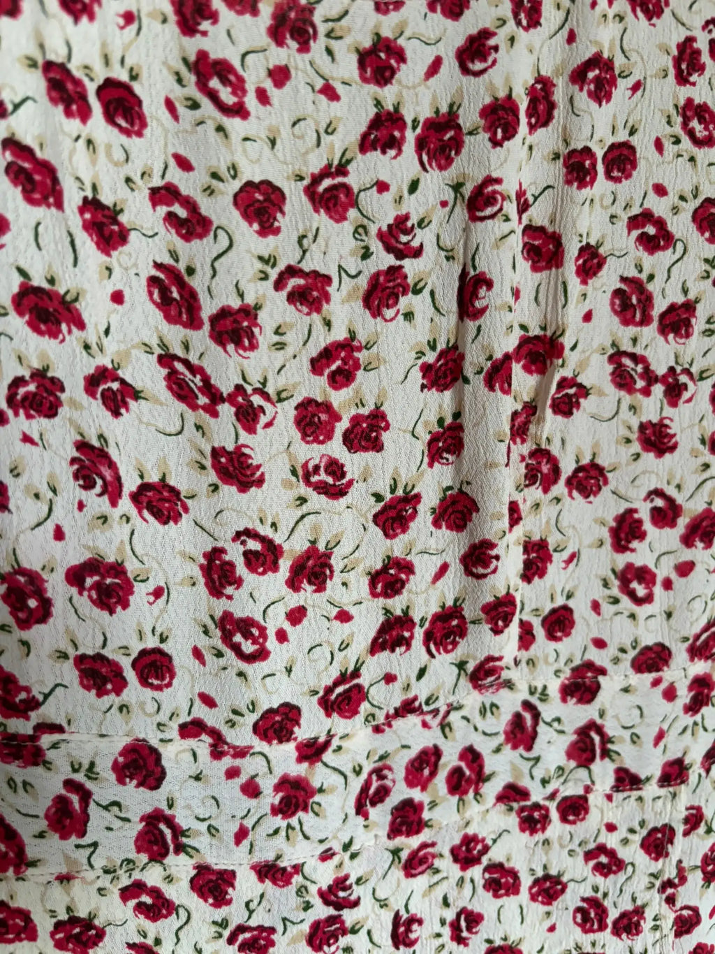 Vintage long wrap dress with small roses – Size 34/36 – 90s