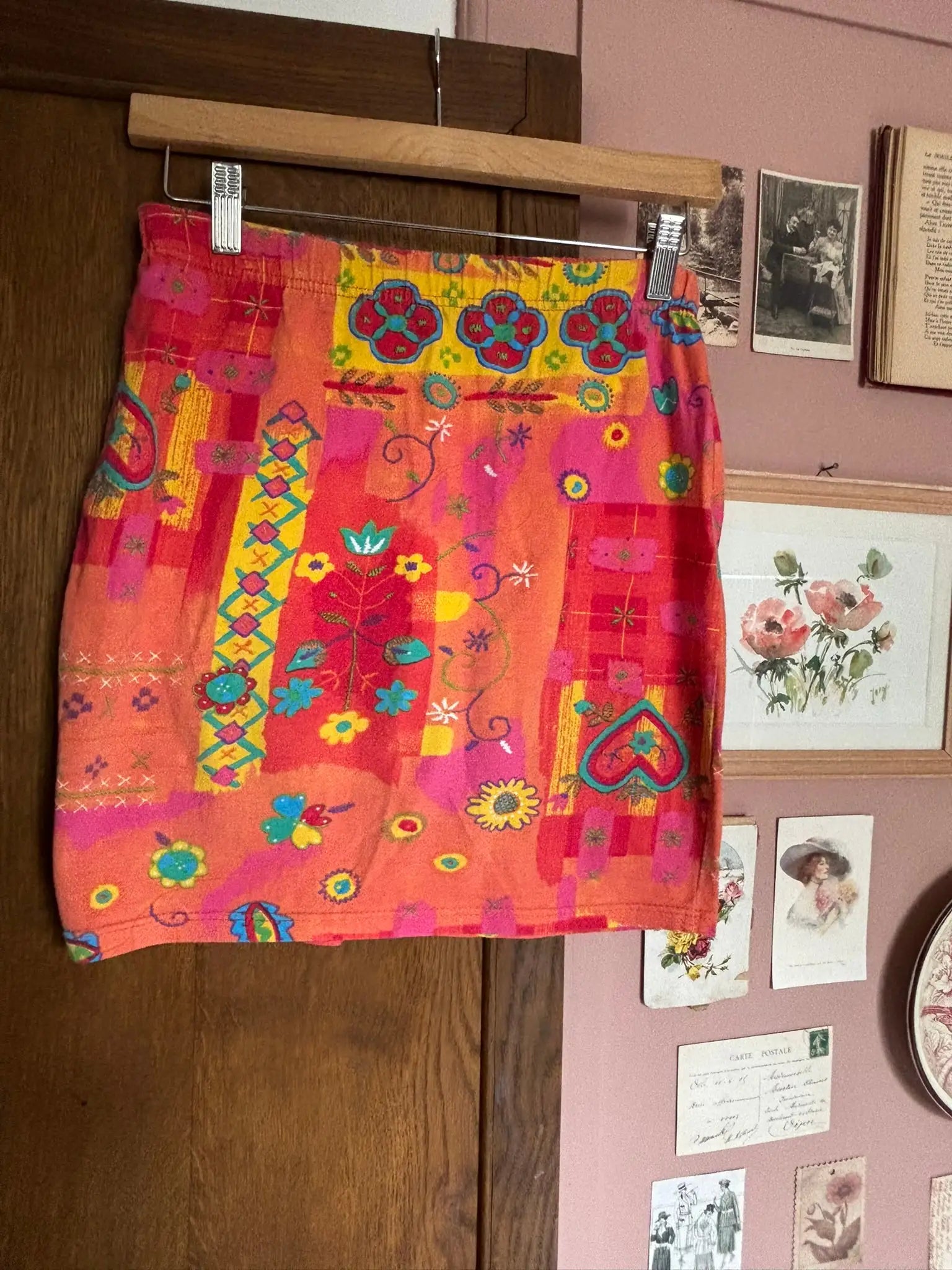 Mini jupe patchwork fleurie multicolore – Jusqu'au 38 – Vintage années 90/2000