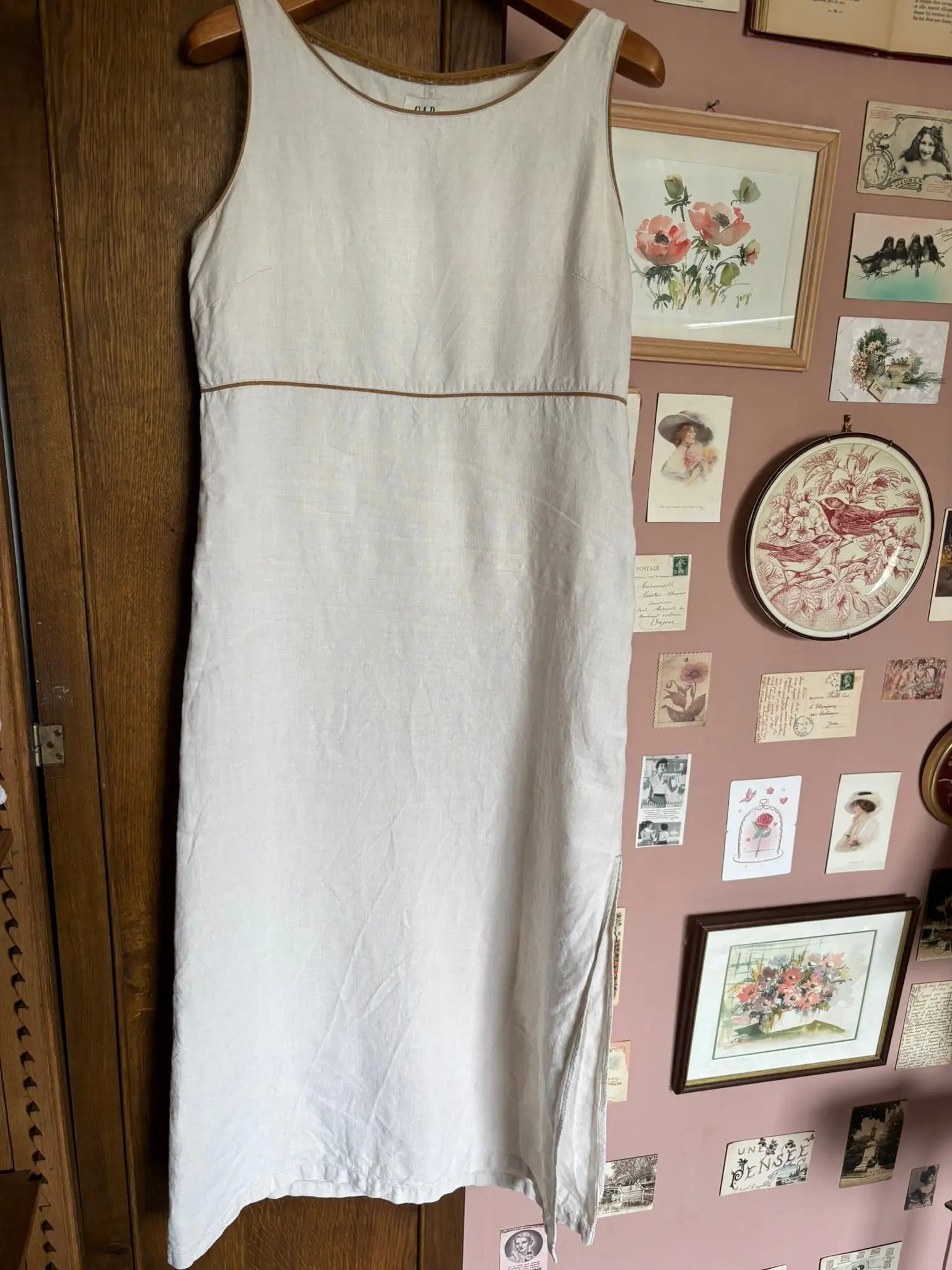 Robe longue en lin beige – GAP – T. 36 – Vintage années 90/2000