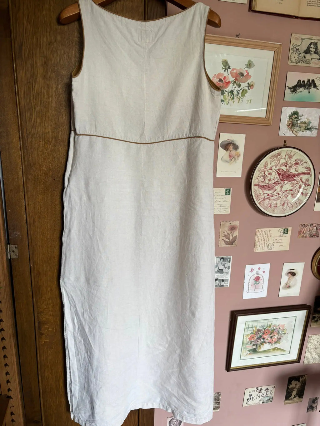 Robe longue en lin beige – GAP – T. 36 – Vintage années 90/2000