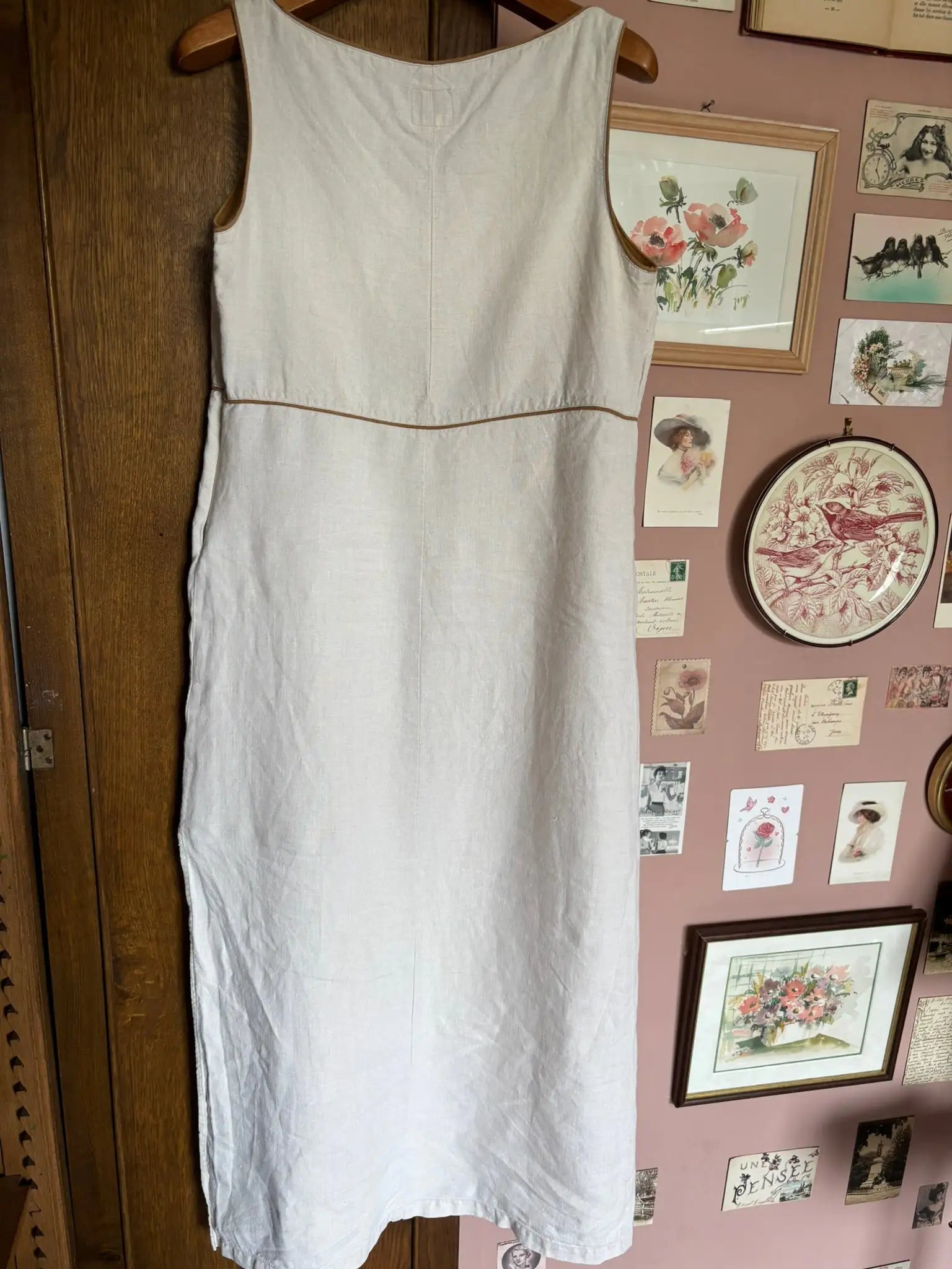 Robe longue en lin beige – GAP – T. 36 – Vintage années 90/2000