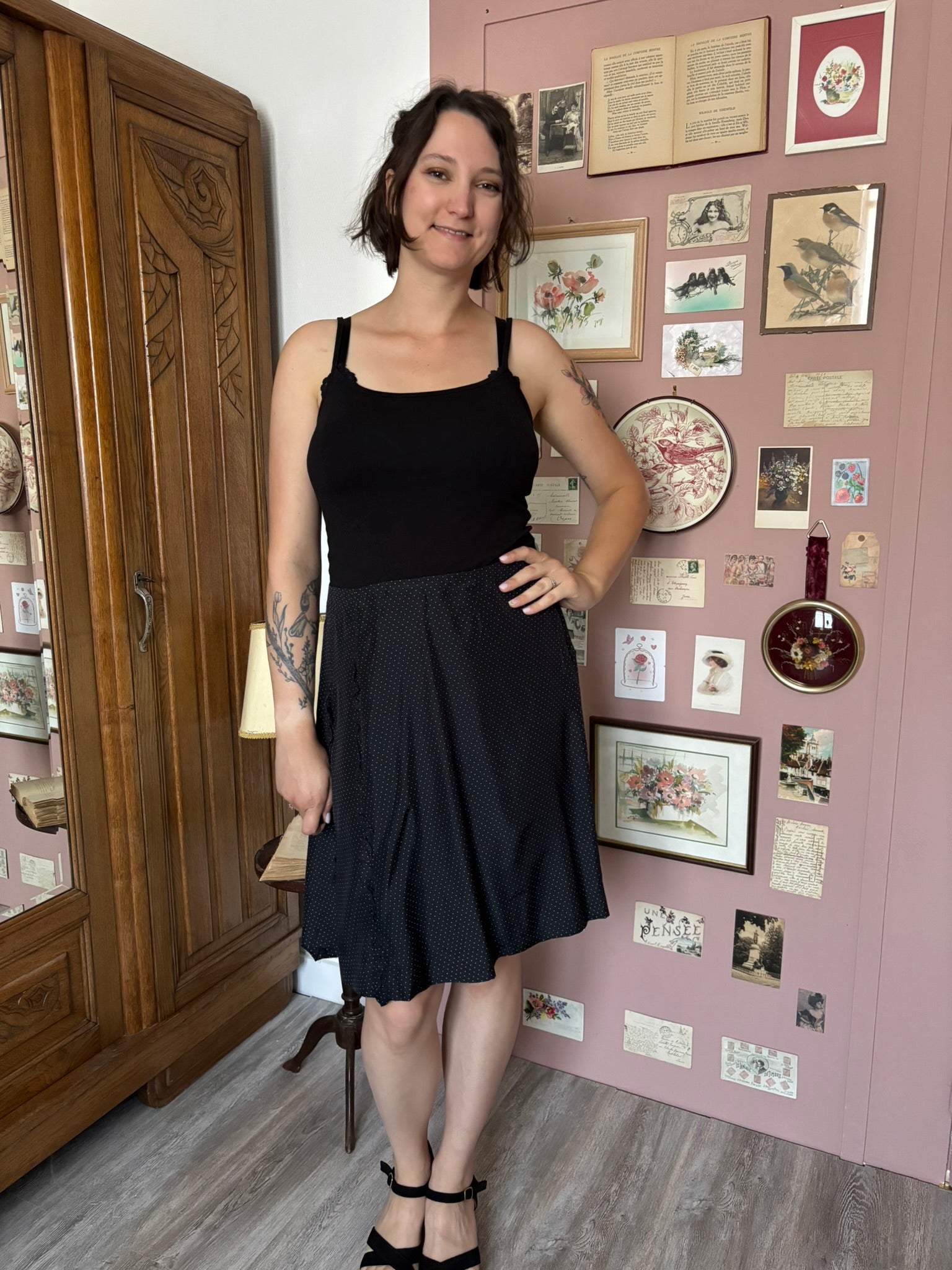 Jupe fluide en soie à pois – T.40 – Sportmax – Vintage – Années 90/2000