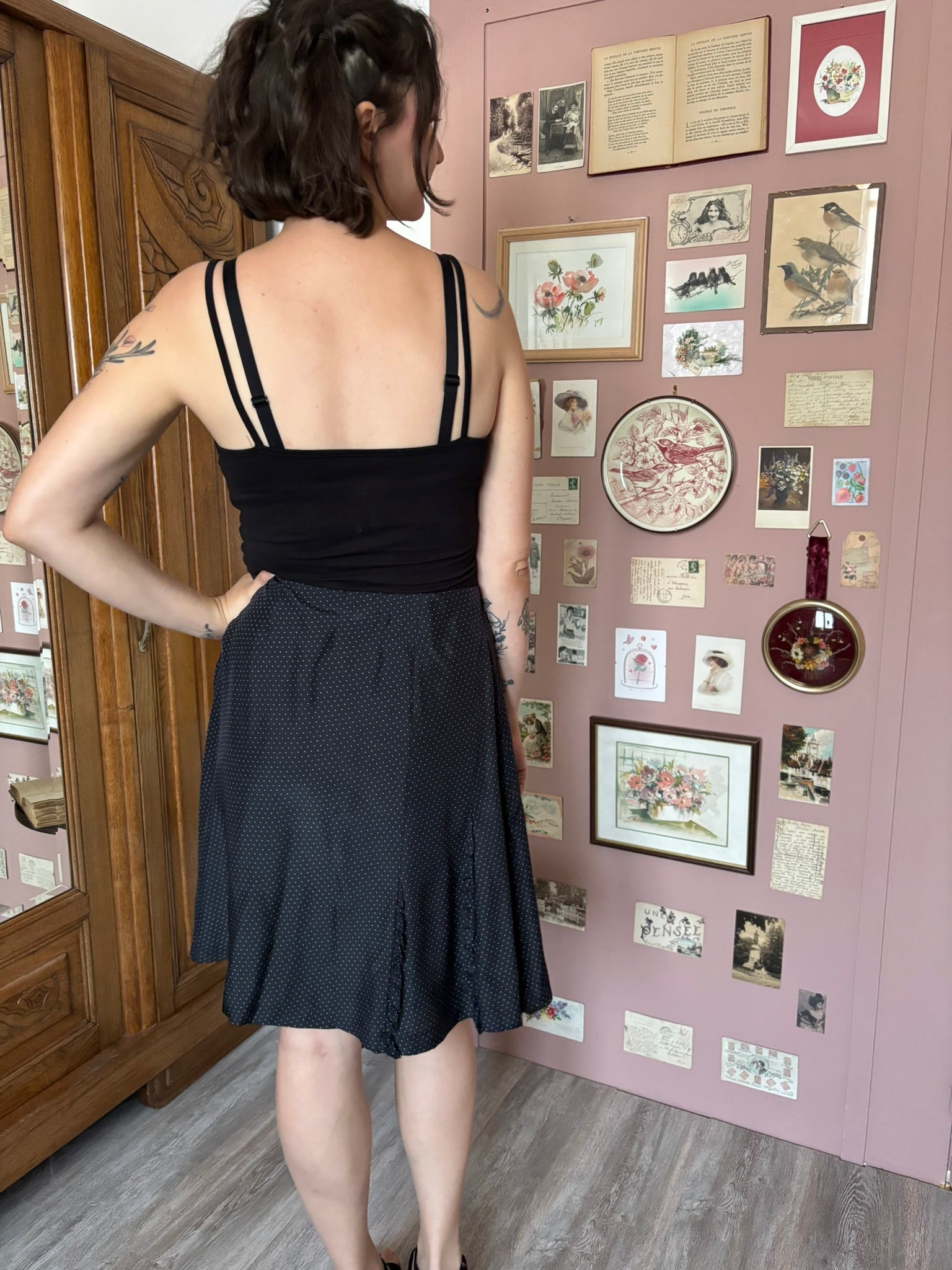 Jupe fluide en soie à pois – T.40 – Sportmax – Vintage – Années 90/2000