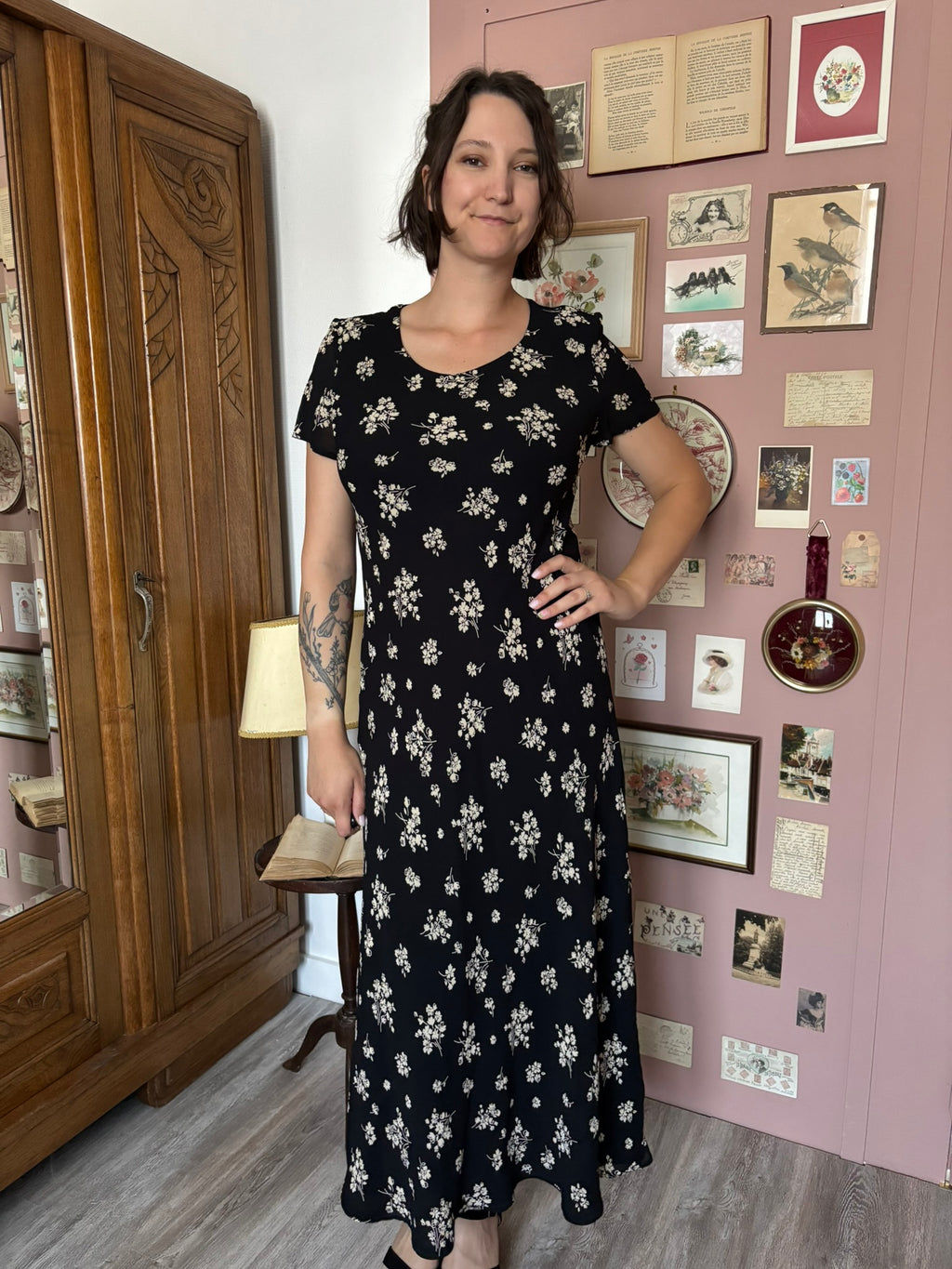 Robe longue fleurie – T.36/38 – Laura Ashley – Années 90/2000