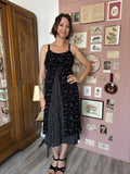 Robe midi noire fleurie – T.36 / petit 38 – Années 90/2000