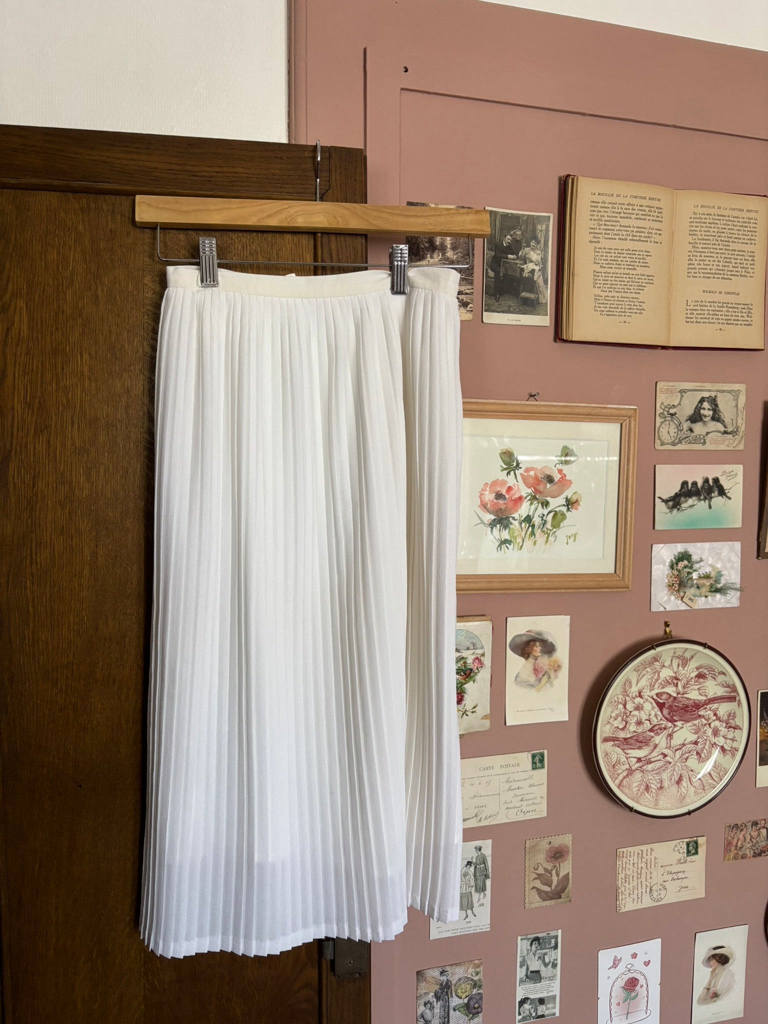Jupe midi plissée blanche – T. 34/36 – Vintage années 90