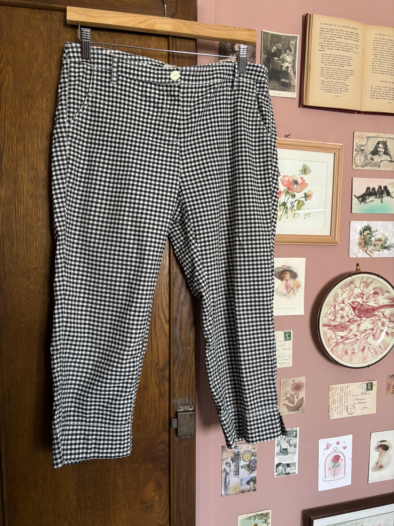 Pantacourt vichy vintage noir et blanc – T.40 – Années 2000