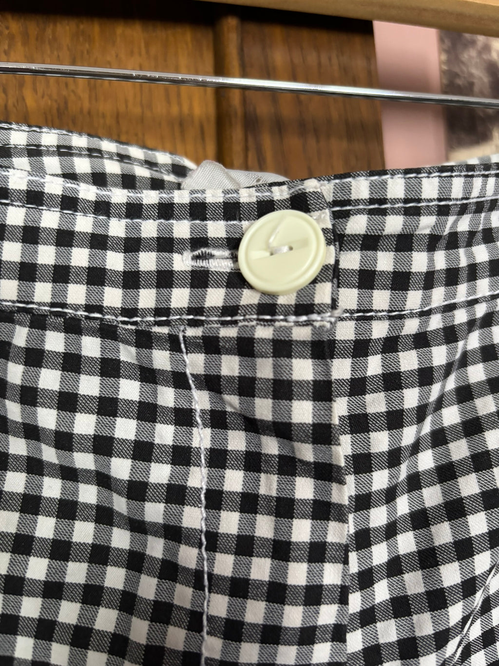 Pantacourt vichy vintage noir et blanc – T.40 – Années 2000