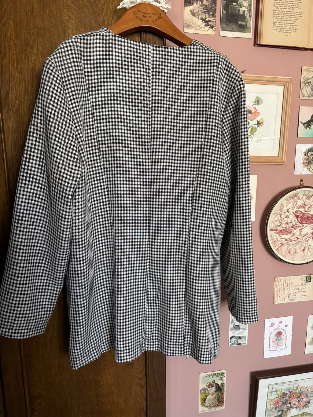Veste vichy vintage noir & blanc – T.44/46 - Années 80/90