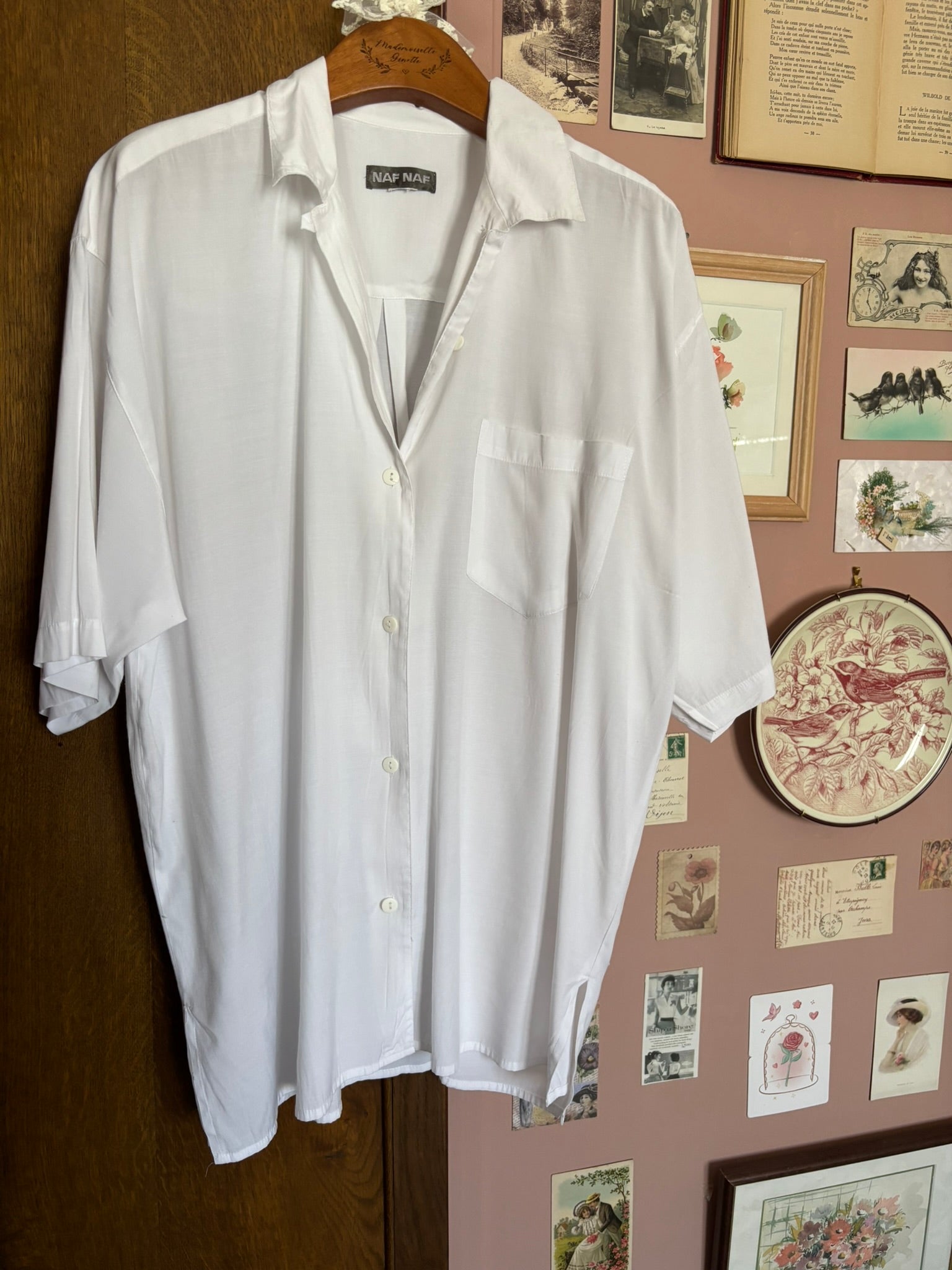 Chemisier blanc oversize Naf Naf – T.44/46 – Années 90/2000