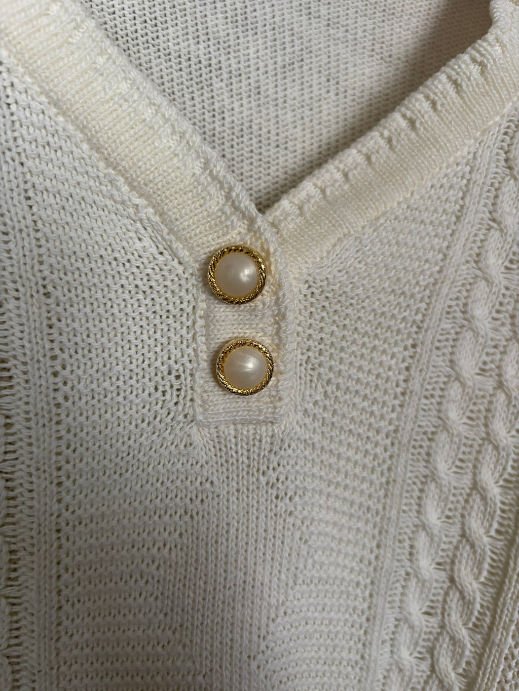 T-shirt maille vintage écru – T.38/40 – Années 80/90