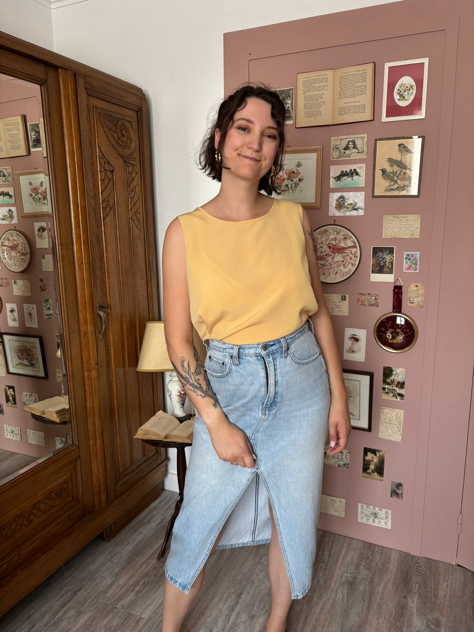 Vintage butter yellow fluid tank top – Size M/L - 90s