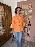 CANDA apricot orange vintage linen shirt – 100% linen – Size 42/44 - 90s/2000s
