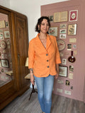 CANDA apricot orange vintage linen shirt – 100% linen – Size 42/44 - 90s/2000s