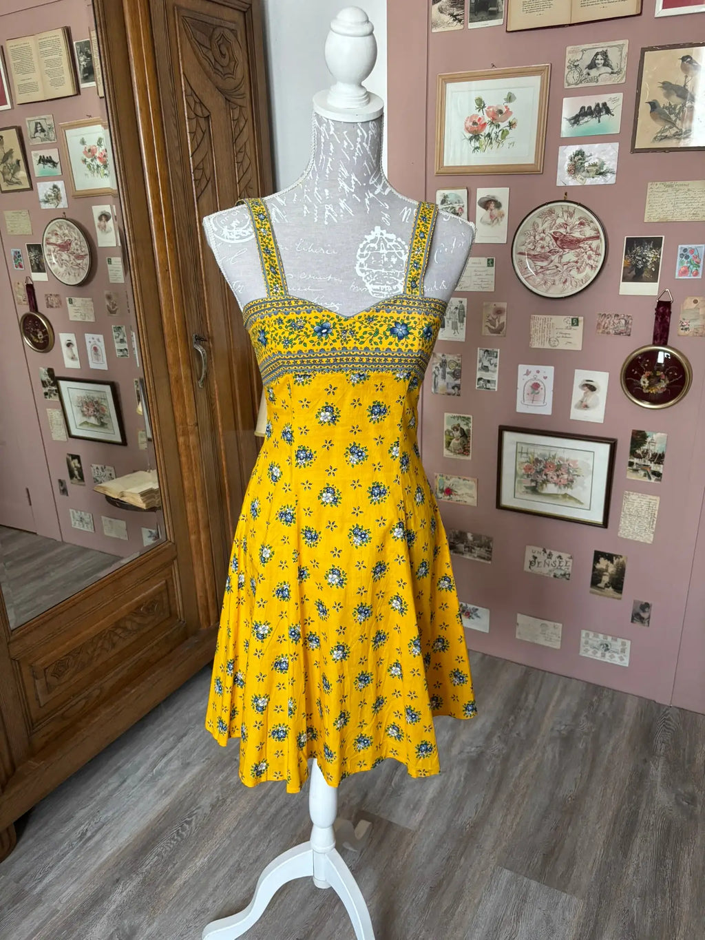 Robe à bretelles Valdrome – T.34/36 – Vintage années 70
