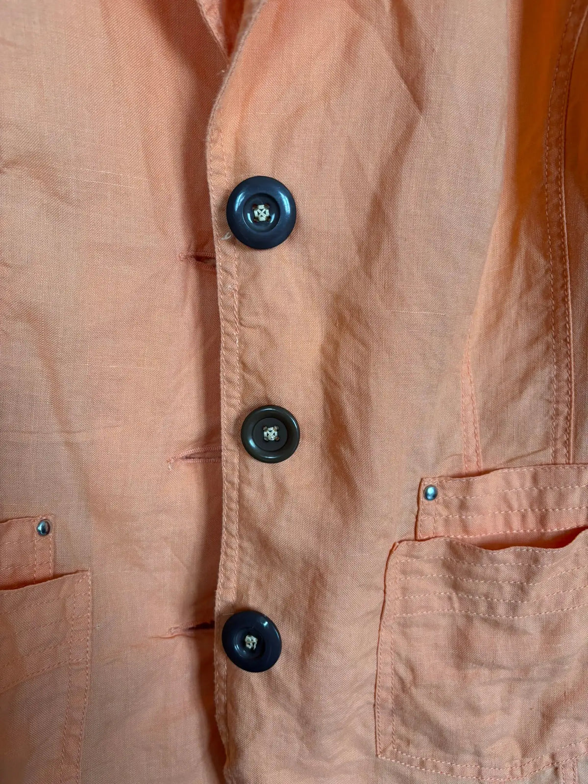 CANDA apricot orange vintage linen shirt – 100% linen – Size 42/44 - 90s/2000s