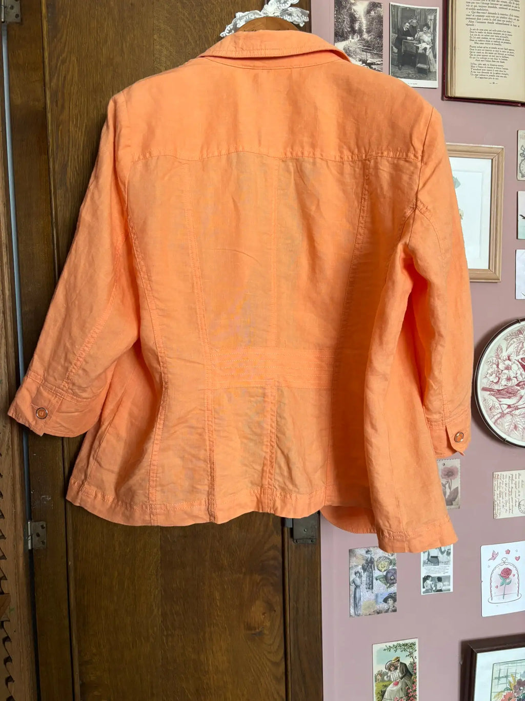 CANDA apricot orange vintage linen shirt – 100% linen – Size 42/44 - 90s/2000s