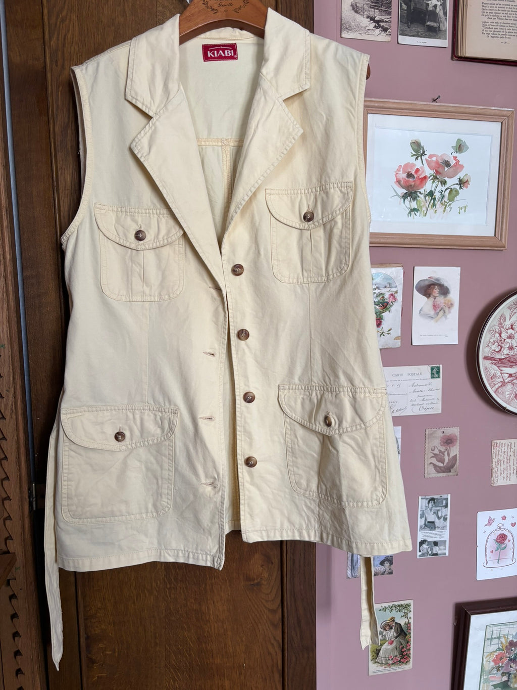 Gilet saharien vintage jaune vanille Kiabi – T. 38 - Années 90/2000