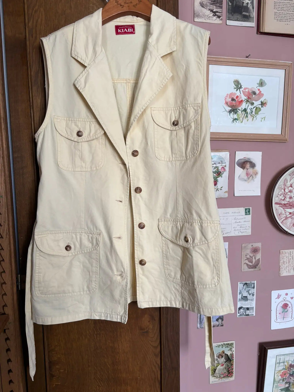 Gilet saharien vintage jaune vanille Kiabi – T. 38 - Années 90/2000
